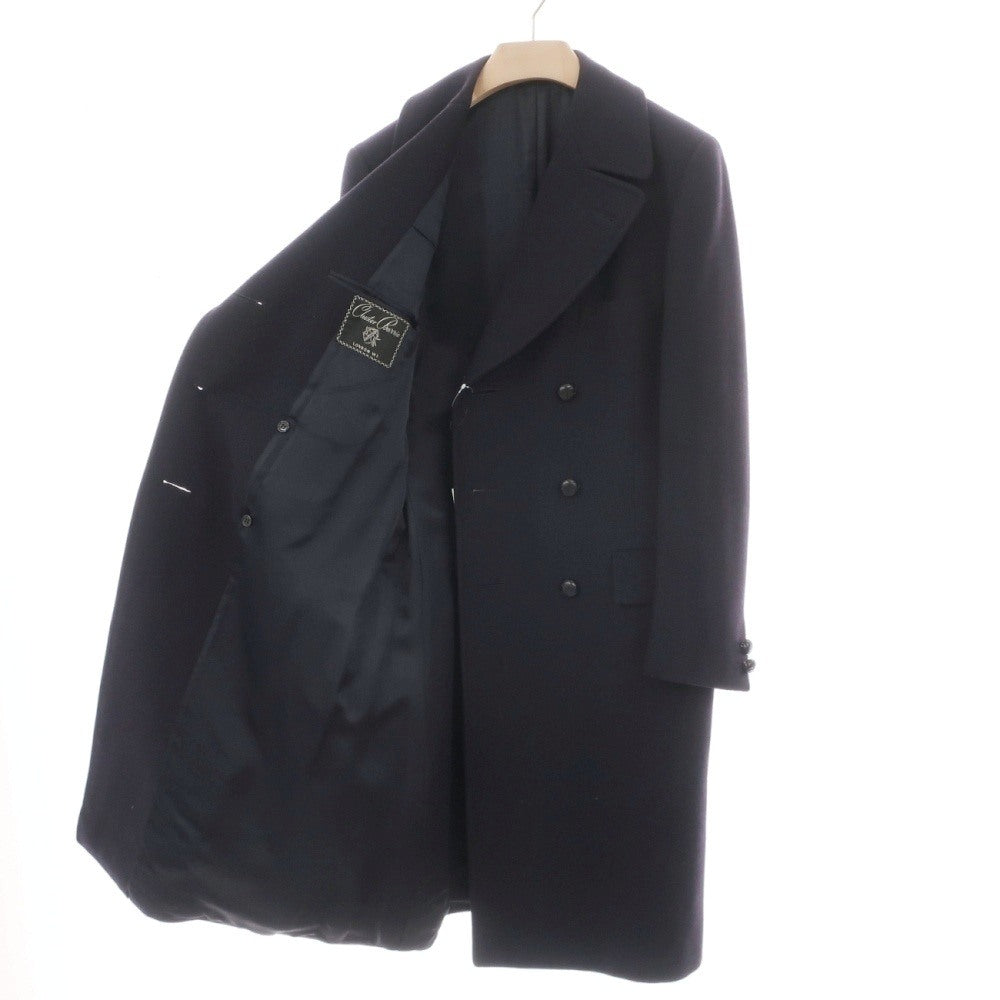 【中古】チェスターバリー Chester Barrie ウール ダブルブレストコート サヴィルロウ ネイビー【サイズ表記なし（M位）】【 状態ランクC 】【 メンズ 】