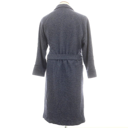 【中古】アクアスキュータム Aquascutum ウールカシミヤ ヘリンボーン ショールカラー ガウンコート ネイビー系【 M 】【 状態ランクB 】【 メンズ 】