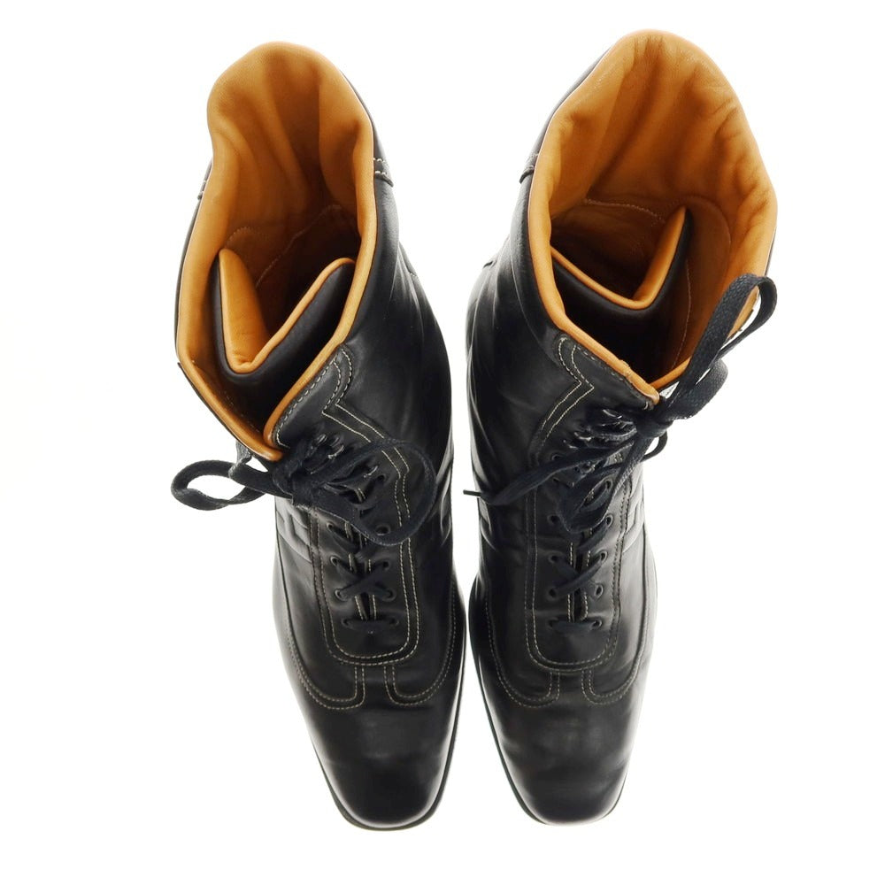 【中古】エルメス HERMES レザー ロングブーツ ブラック【 41 1/2 】【 状態ランクB 】【 メンズ 】