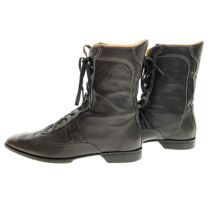 【中古】エルメス HERMES レザー ロングブーツ ブラック【 41 1/2 】【 状態ランクB 】【 メンズ 】