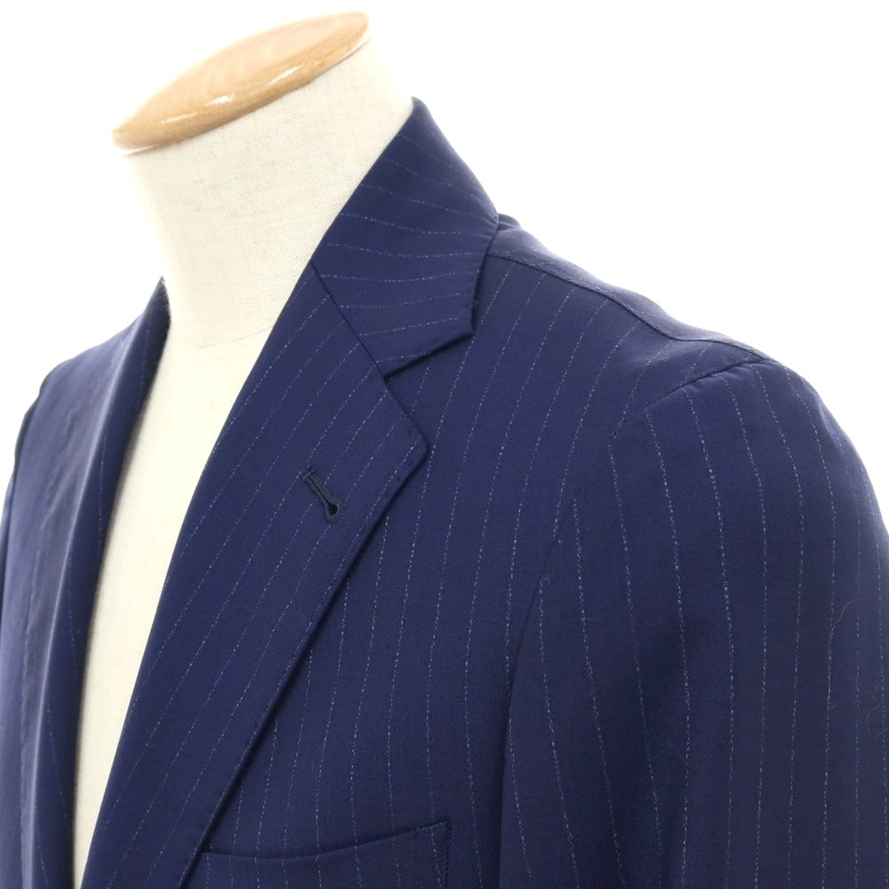 【中古】タリアトーレ TAGLIATORE Brilla per il gusto別注 ウール ストライプ 2つボタンスーツ ネイビーブルー【サイズ44】【 状態ランクB 】【 メンズ 】[DPD]
