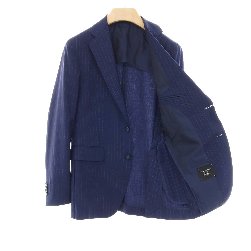 【中古】タリアトーレ TAGLIATORE Brilla per il gusto別注 ウール ストライプ 2つボタンスーツ ネイビーブルー【サイズ44】【 状態ランクB 】【 メンズ 】[DPD]