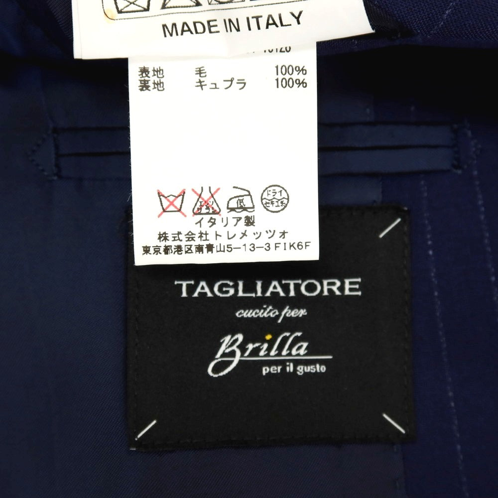 【中古】タリアトーレ TAGLIATORE Brilla per il gusto別注 ウール ストライプ 2つボタンスーツ ネイビーブルー【サイズ44】【 状態ランクB 】【 メンズ 】[DPD]