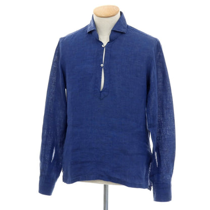 【中古】マリオ ムスカリエッロ Mario Muscariello リネン カプリシャツ ダークブルー【サイズS】【 状態ランクC 】【 メンズ 】