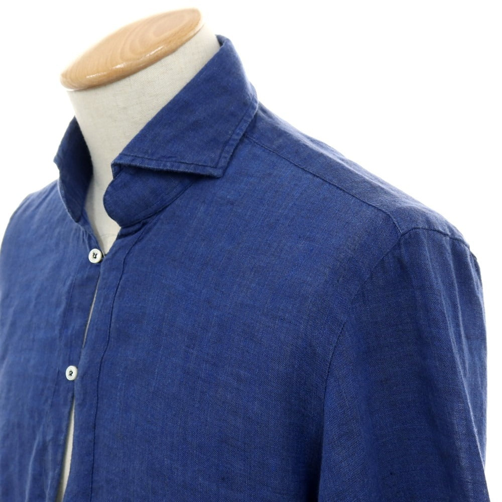 【中古】マリオ ムスカリエッロ Mario Muscariello リネン カプリシャツ ダークブルー【サイズS】【 状態ランクC 】【 メンズ 】