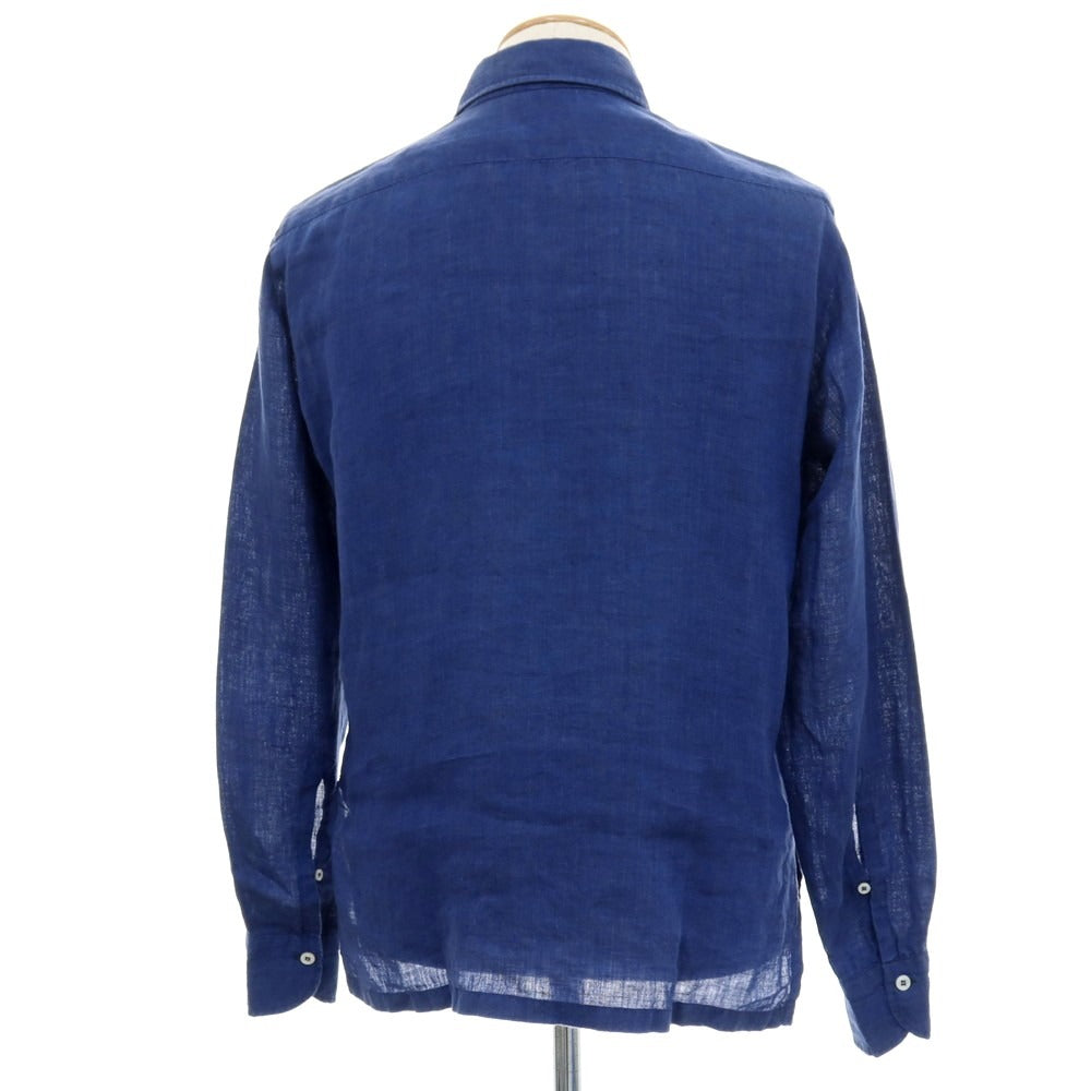 【中古】マリオ ムスカリエッロ Mario Muscariello リネン カプリシャツ ダークブルー【サイズS】【 状態ランクC 】【 メンズ 】