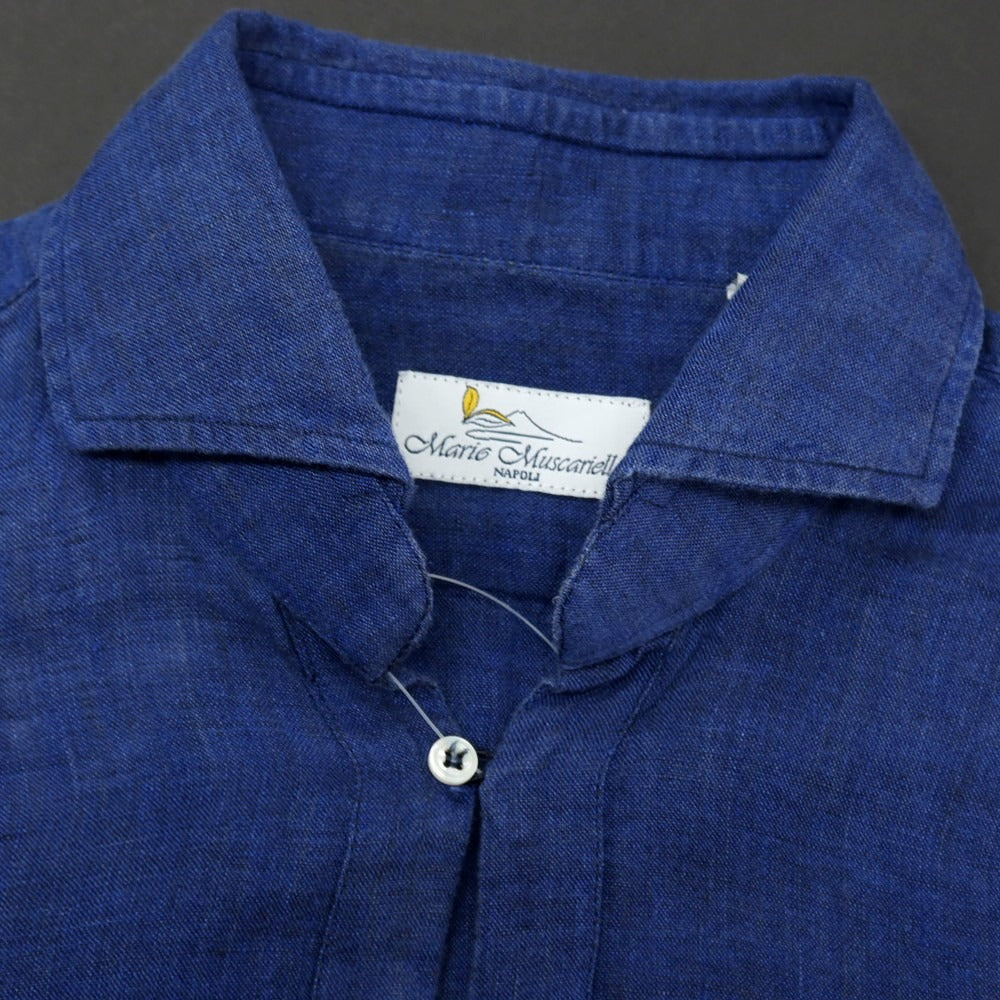 【中古】マリオ ムスカリエッロ Mario Muscariello リネン カプリシャツ ダークブルー【サイズS】【 状態ランクC 】【 メンズ 】