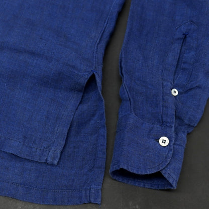 【中古】マリオ ムスカリエッロ Mario Muscariello リネン カプリシャツ ダークブルー【サイズS】【 状態ランクC 】【 メンズ 】