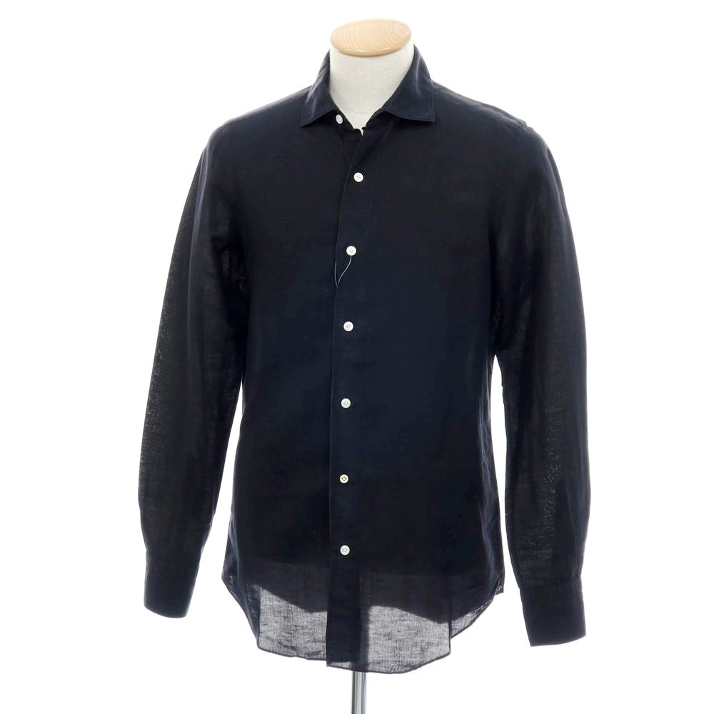 【中古】フィナモレ Finamore コットンリネン カジュアルシャツ ブラック【サイズS】【 状態ランクC 】【 メンズ 】