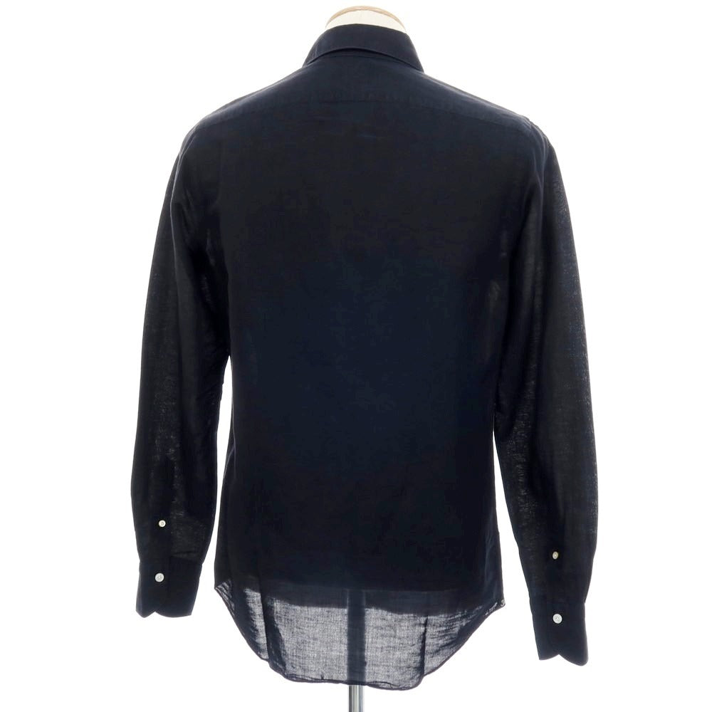 【中古】フィナモレ Finamore コットンリネン カジュアルシャツ ブラック【サイズS】【 状態ランクC 】【 メンズ 】