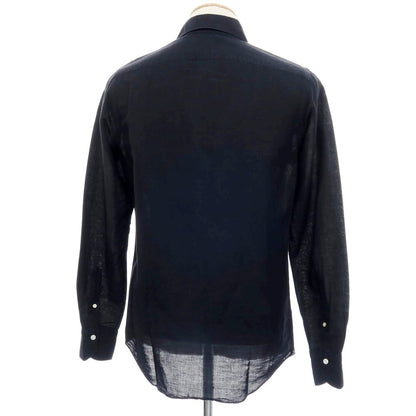 【中古】フィナモレ Finamore コットンリネン カジュアルシャツ ブラック【サイズS】【 状態ランクC 】【 メンズ 】