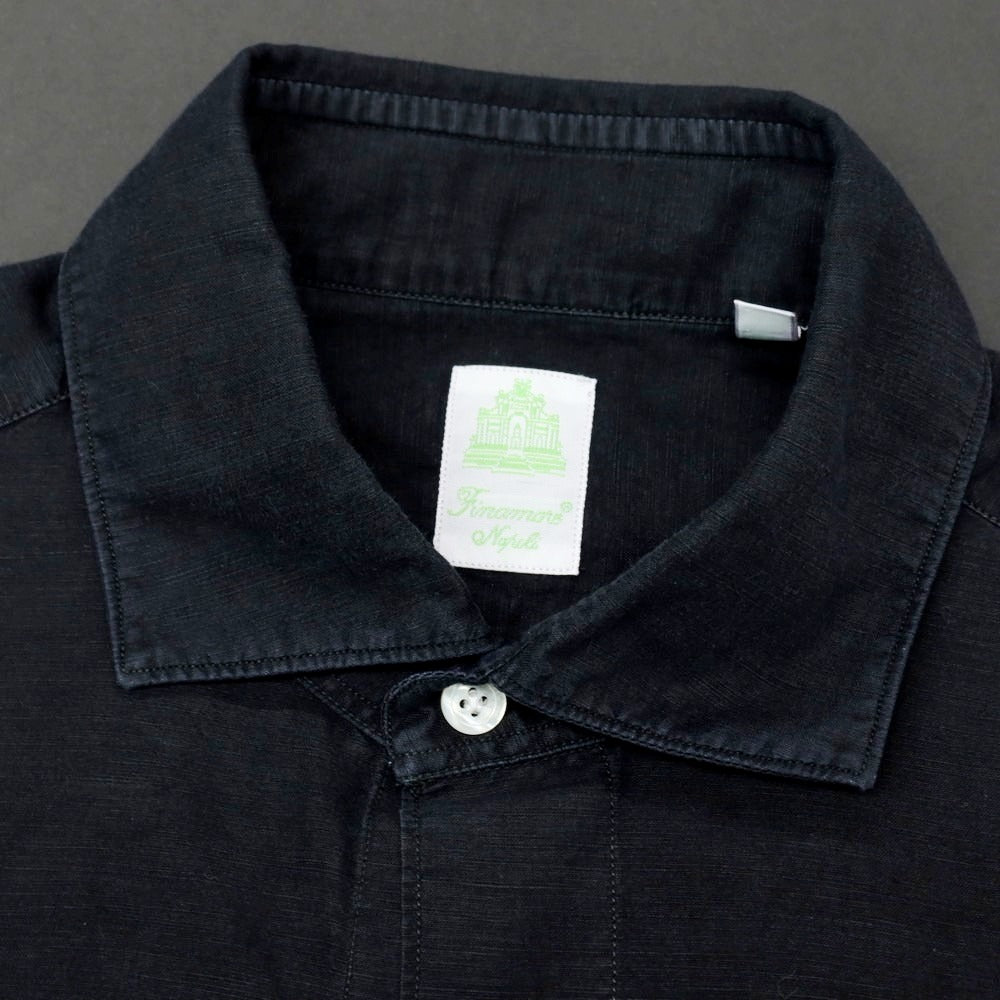 【中古】フィナモレ Finamore コットンリネン カジュアルシャツ ブラック【サイズS】【 状態ランクC 】【 メンズ 】