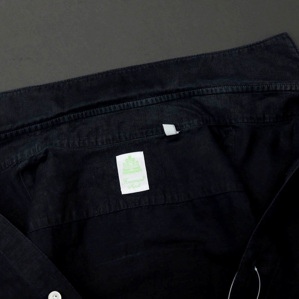 【中古】フィナモレ Finamore コットンリネン カジュアルシャツ ブラック【サイズS】【 状態ランクC 】【 メンズ 】