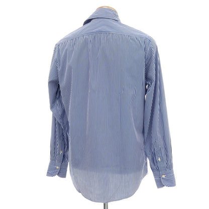 【中古】フィナモレ Finamore コットンポリエステルポリウレタン ストライプ カッタウェイ カジュアルシャツ ライトネイビーxホワイト【サイズ38】【 状態ランクB 】【 メンズ 】
