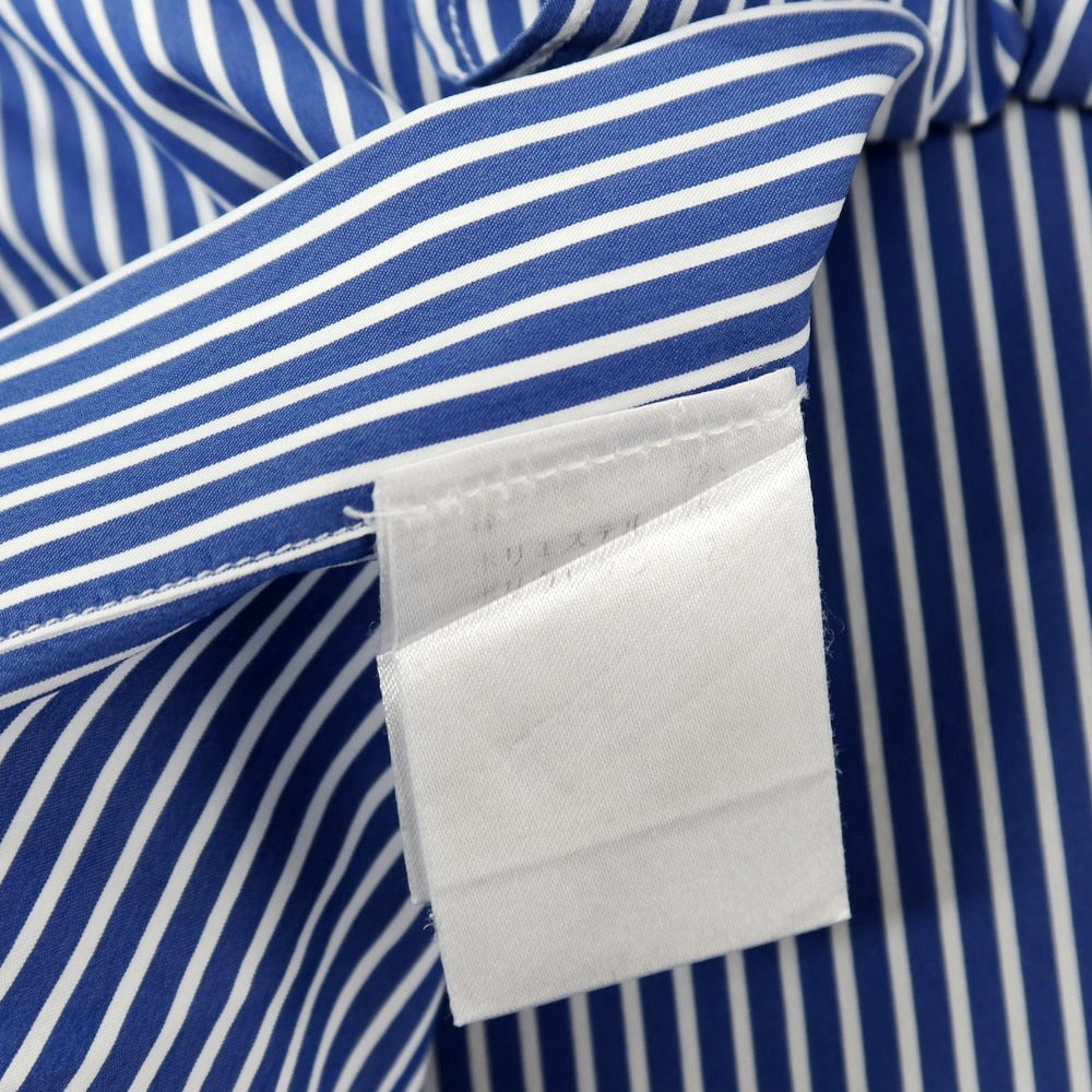 【中古】フィナモレ Finamore コットンポリエステルポリウレタン ストライプ カッタウェイ カジュアルシャツ ライトネイビーxホワイト【サイズ38】【 状態ランクB 】【 メンズ 】