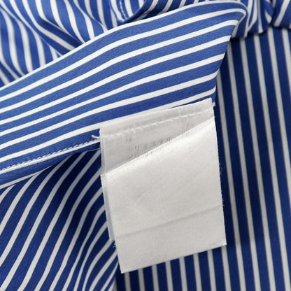 【中古】フィナモレ Finamore コットンポリエステルポリウレタン ストライプ カッタウェイ カジュアルシャツ ライトネイビーxホワイト【サイズ38】【 状態ランクB 】【 メンズ 】