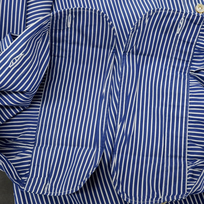 【中古】フィナモレ Finamore コットンポリエステルポリウレタン ストライプ カッタウェイ カジュアルシャツ ライトネイビーxホワイト【サイズ38】【 状態ランクB 】【 メンズ 】