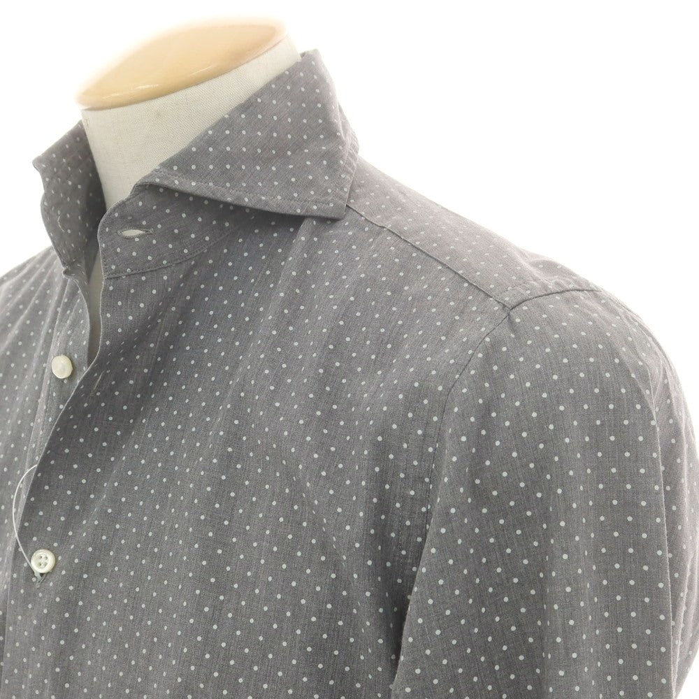 【中古】ギローバー GUY ROVER コットン ドット ホリゾンタルカラー カジュアルシャツ グレー【 S 】【 状態ランクB 】【 メンズ 】