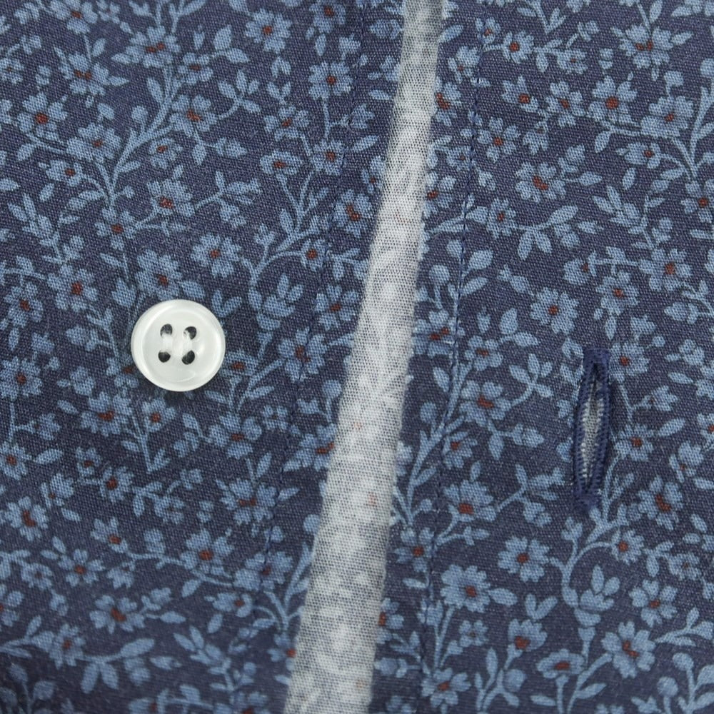 【中古】オリアン ORIAN コットン ボタニカル柄 ワイドカラー カジュアルシャツ ネイビー【 S 】【 状態ランクB 】【 メンズ 】