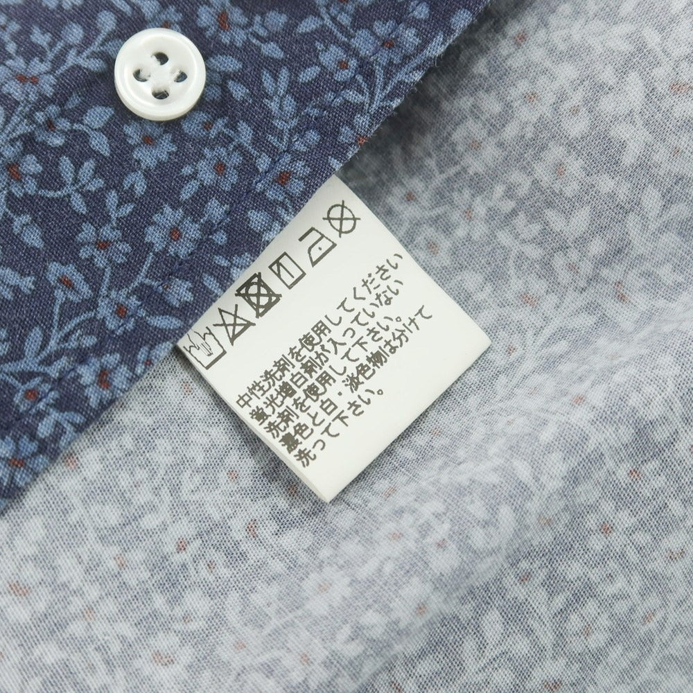 【中古】オリアン ORIAN コットン ボタニカル柄 ワイドカラー カジュアルシャツ ネイビー【 S 】【 状態ランクB 】【 メンズ 】