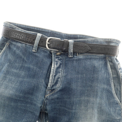 【中古】サドラーズ Saddlers クロコ型押しレザー ベルト ブラック【 80 】【 状態ランクC 】【 メンズ 】