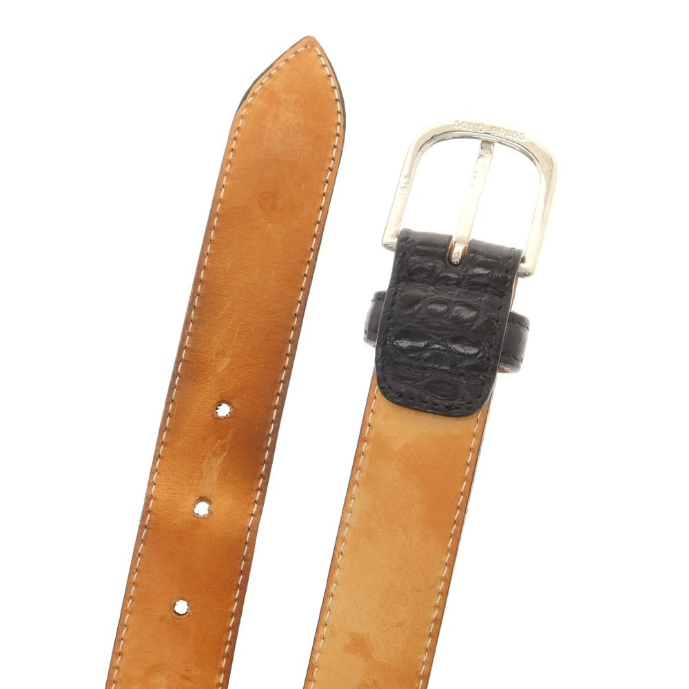 【中古】サドラーズ Saddlers クロコ型押しレザー ベルト ブラック【 80 】【 状態ランクC 】【 メンズ 】