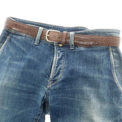 【中古】サドラーズ Saddlers クロコ型押しレザー ベルト ブラウン【 85-100 】【 状態ランクC 】【 メンズ 】