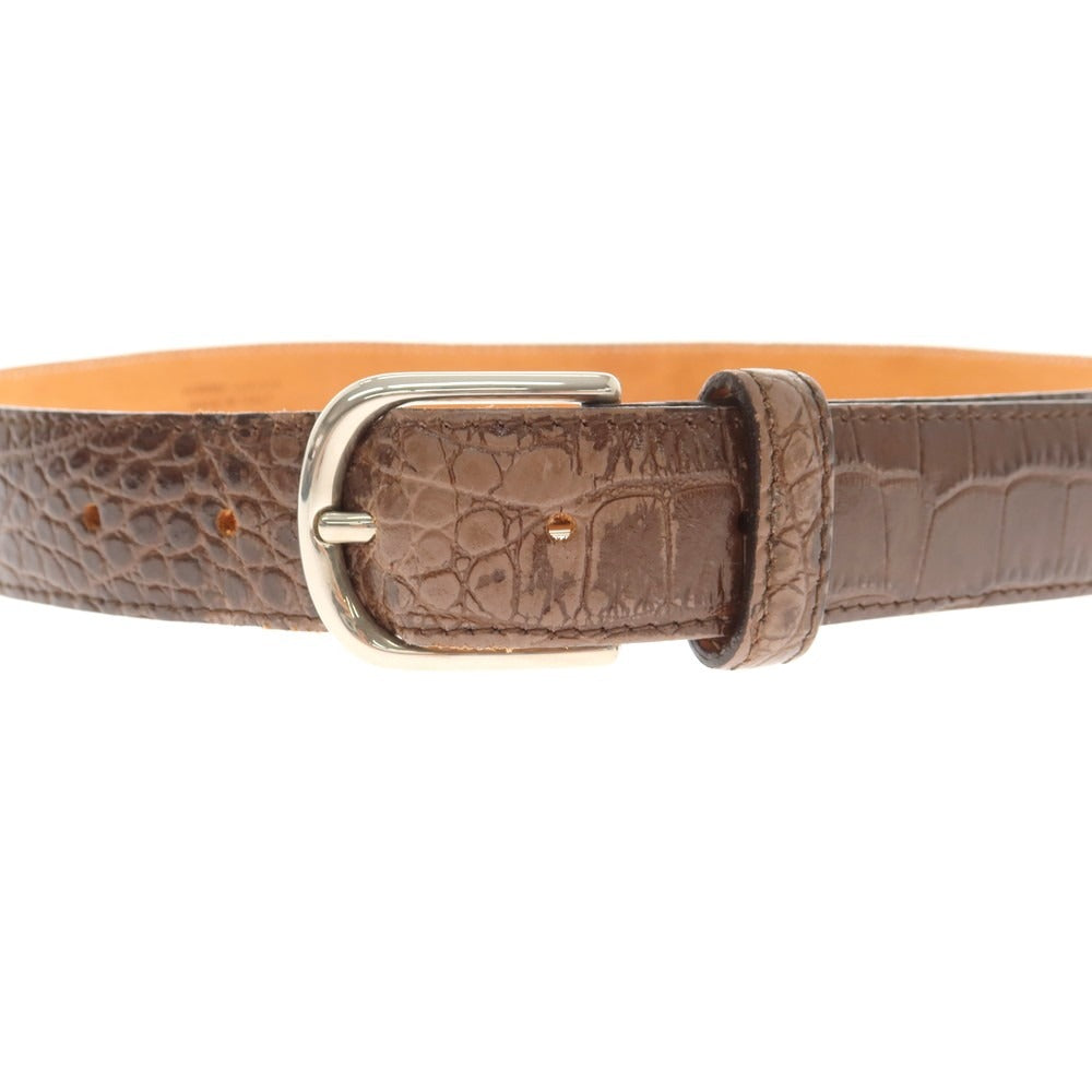 【中古】サドラーズ Saddlers クロコ型押しレザー ベルト ブラウン【 85-100 】【 状態ランクC 】【 メンズ 】