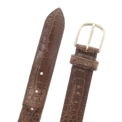 【中古】サドラーズ Saddlers クロコ型押しレザー ベルト ブラウン【 85-100 】【 状態ランクC 】【 メンズ 】