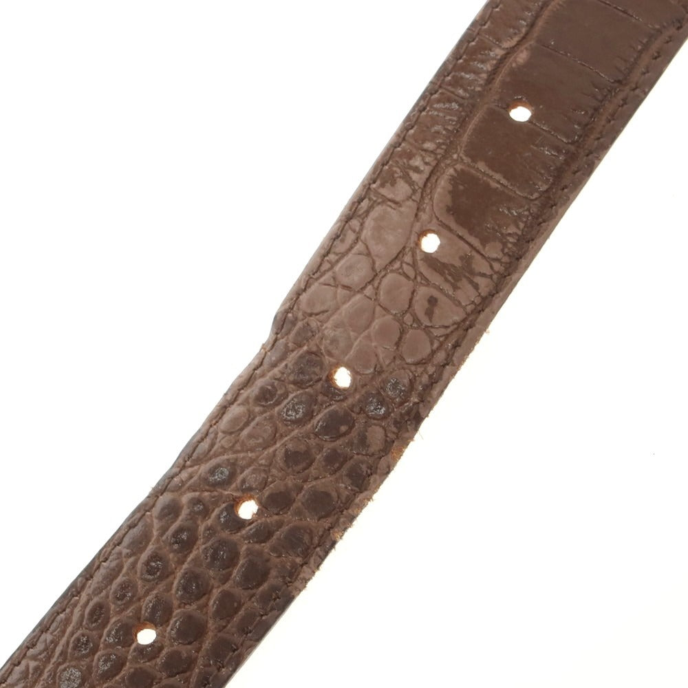 【中古】サドラーズ Saddlers クロコ型押しレザー ベルト ブラウン【 85-100 】【 状態ランクC 】【 メンズ 】