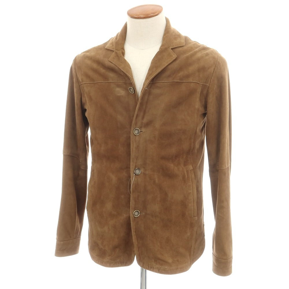 【中古】エンメティ EMMETI ゴートスキンスエード レザージャケット ブラウン【 46 】【 状態ランクC 】【 メンズ 】