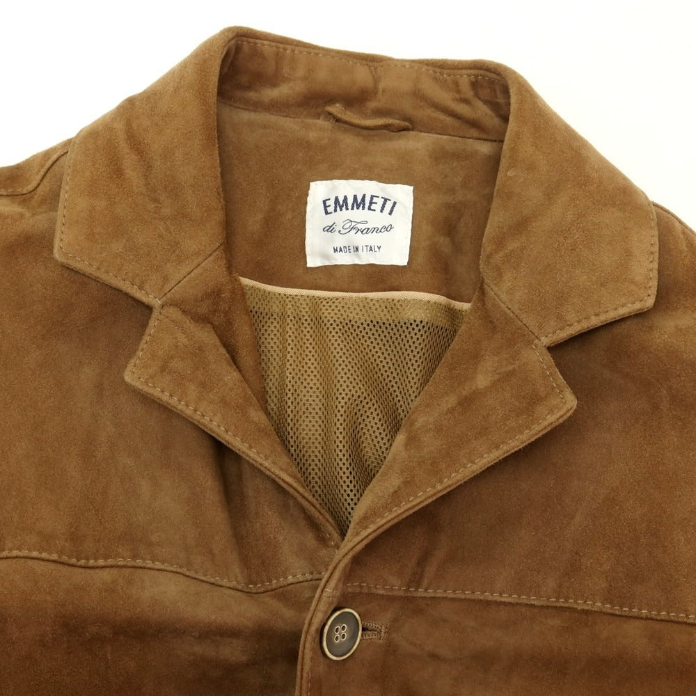 【中古】エンメティ EMMETI ゴートスキンスエード レザージャケット ブラウン【 46 】【 状態ランクC 】【 メンズ 】