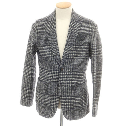 【中古】ティージャケット T-JACKET ポリエステルウールジャージー チェック カジュアルジャケット ネイビーxホワイト【 S 】【 状態ランクB 】【 メンズ 】