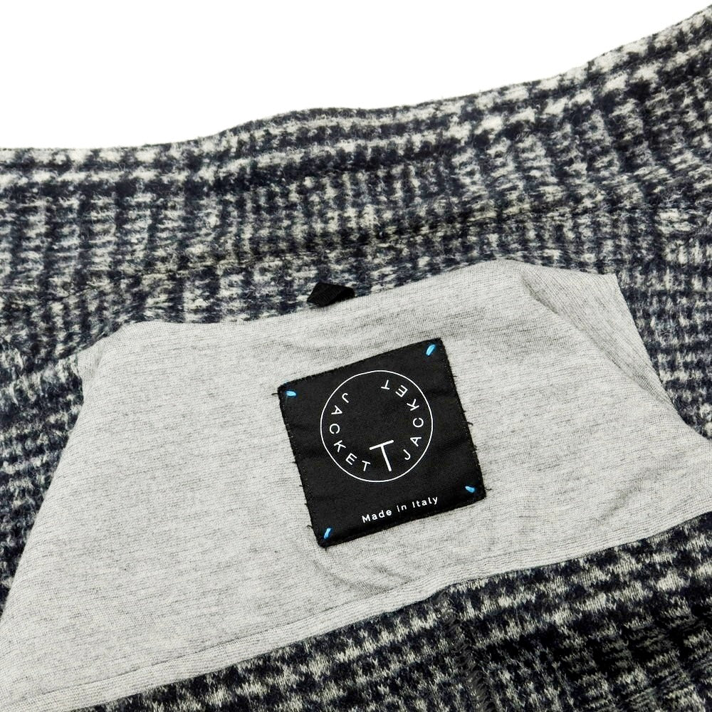 【中古】ティージャケット T-JACKET ポリエステルウールジャージー チェック カジュアルジャケット ネイビーxホワイト【 S 】【 状態ランクB 】【 メンズ 】