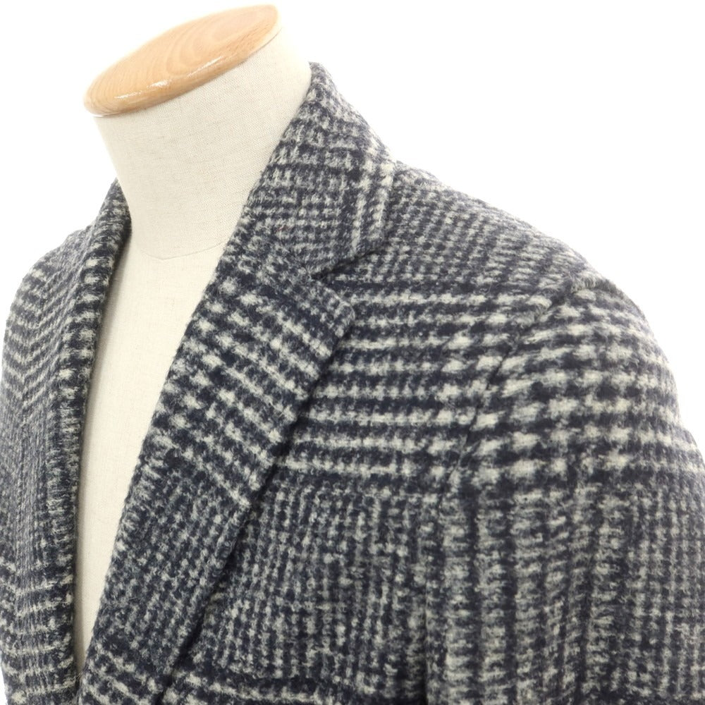 【中古】ティージャケット T-JACKET ポリエステルウールジャージー チェック カジュアルジャケット ネイビーxホワイト【 サイズS 】【 状態ランクB 】【 メンズ 】 [BPD]