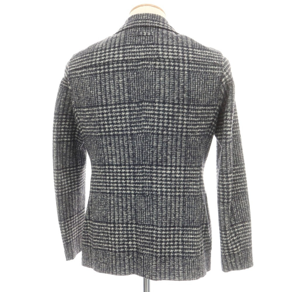 【中古】ティージャケット T-JACKET ポリエステルウールジャージー チェック カジュアルジャケット ネイビーxホワイト【 サイズS 】【 状態ランクB 】【 メンズ 】 [BPD]