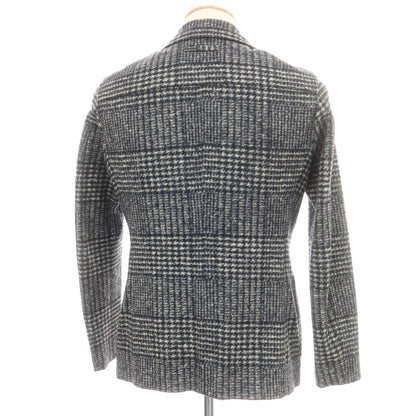 【中古】ティージャケット T-JACKET ポリエステルウールジャージー チェック カジュアルジャケット ネイビーxホワイト【 S 】【 状態ランクB 】【 メンズ 】