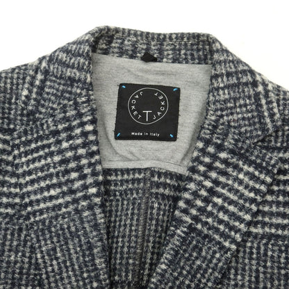 【中古】ティージャケット T-JACKET ポリエステルウールジャージー チェック カジュアルジャケット ネイビーxホワイト【 S 】【 状態ランクB 】【 メンズ 】