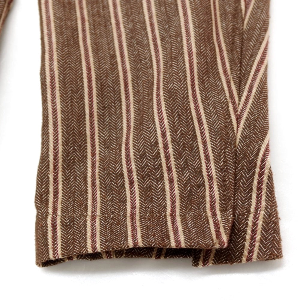 【中古】ラルディーニ LARDINI コットンポリエステル ヘリンボーン ストライプ ダブル6B カジュアルジャケット ブラウンxベージュ【サイズ46】【 状態ランクC 】【 メンズ 】