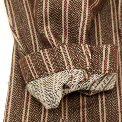 【中古】ラルディーニ LARDINI コットンポリエステル ヘリンボーン ストライプ ダブル6B カジュアルジャケット ブラウンxベージュ【サイズ46】【 状態ランクC 】【 メンズ 】