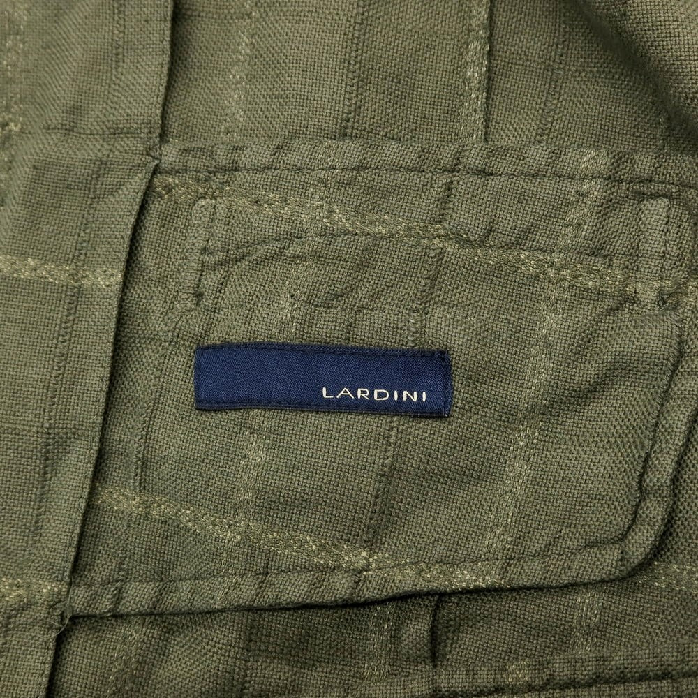 【中古】ラルディーニ LARDINI リネン系 チェック カジュアル系ジレ ベスト オリーブ【サイズ表記なし（S位）】【 状態ランクC 】【 メンズ 】