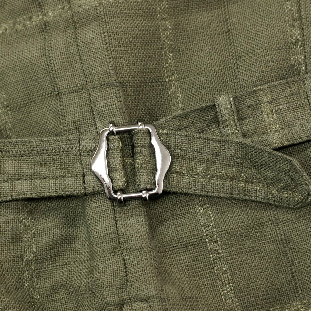 【中古】ラルディーニ LARDINI リネン系 チェック カジュアル系ジレ ベスト オリーブ【サイズ表記なし（S位）】【 状態ランクC 】【 メンズ 】