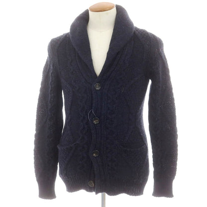 【中古】ロベルトコリーナ ROBERTO COLLINA ウール ケーブル編み ショールカラーカーディガン ネイビー【 46 】【 状態ランクB 】【 メンズ 】