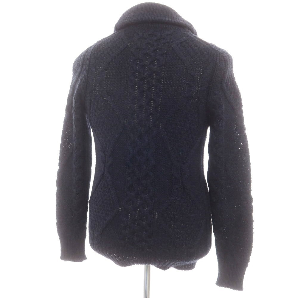 【中古】ロベルトコリーナ ROBERTO COLLINA ウール ケーブル編み ショールカラーカーディガン ネイビー【 サイズ46 】【 状態ランクB 】【 メンズ 】 [CPD]