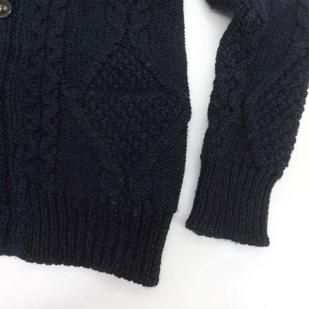 【中古】ロベルトコリーナ ROBERTO COLLINA ウール ケーブル編み ショールカラーカーディガン ネイビー【 サイズ46 】【 状態ランクB 】【 メンズ 】 [CPD]