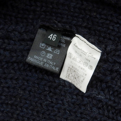 【中古】ロベルトコリーナ ROBERTO COLLINA ウール ケーブル編み ショールカラーカーディガン ネイビー【 46 】【 状態ランクB 】【 メンズ 】