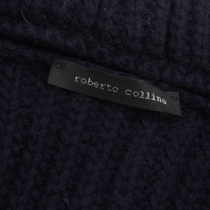 【中古】ロベルトコリーナ ROBERTO COLLINA ミドルゲージウール カーディガン ネイビー【 48 】【 状態ランクC 】【 メンズ 】