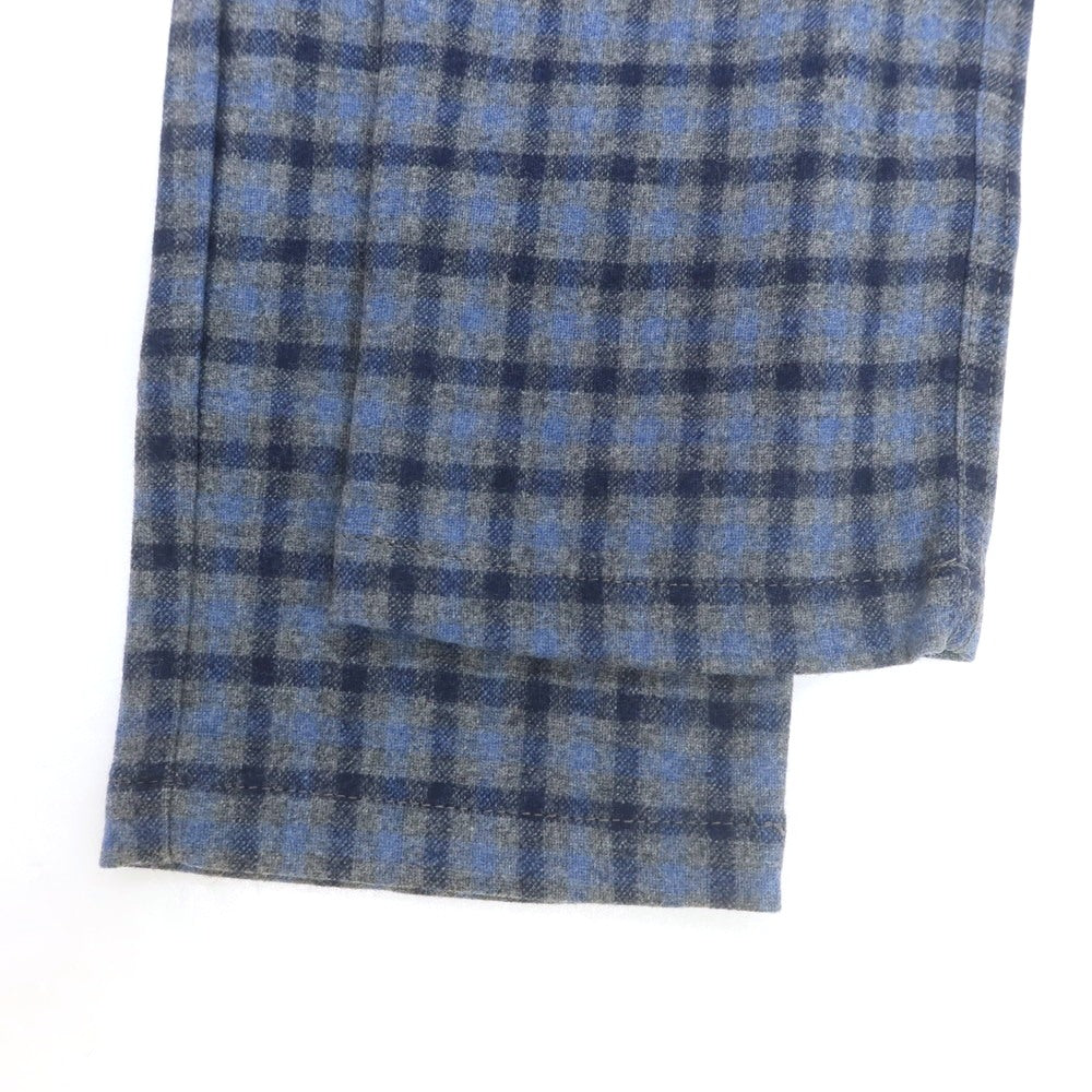 【中古】アントレアミ ENTRE AMIS ストレッチ ウールナイロン チェック カジュアルスラックスパンツ グレーxネイビー×ライトブルー【 31 】【 状態ランクB 】【 メンズ 】