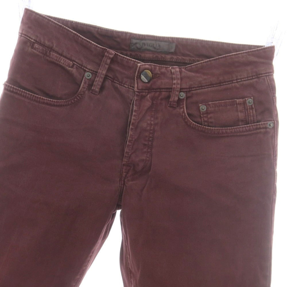 【中古】シビリア SIVIGLIA ストレッチコットン 5ポケットパンツ ワイン【 31 】【 状態ランクC 】【 メンズ 】
