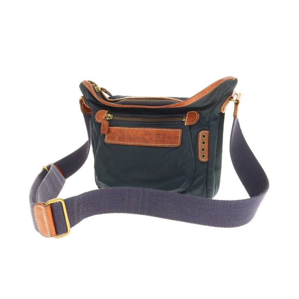 【中古】フェリージ Felisi 04-35 ナイロン×レザー ショルダーバッグ ネイビーxブラウン【 状態ランクC 】【 ユニセックス 】